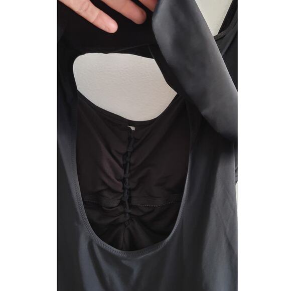 MAXMODA Ruffle Front Open Back Bathing Suit Swimsuit Black XXL - Picture 6 of 8